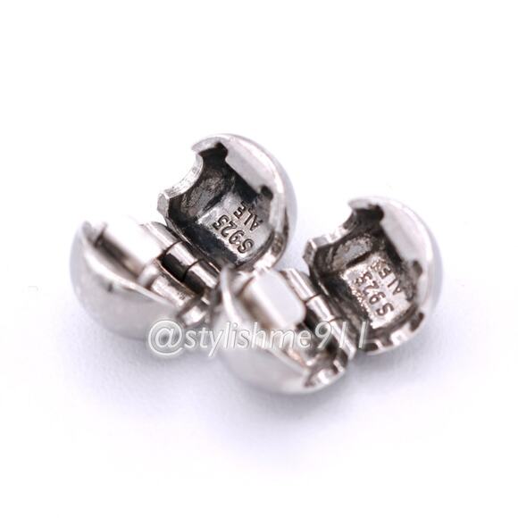 Two Authentic PANDORA Retired Black Rhodium Sphere Clips - 791000BR - Picture 3 of 9